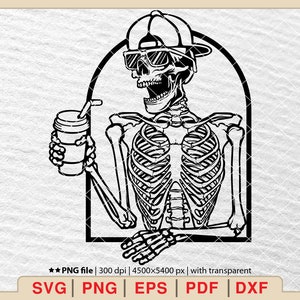 Skeleton Drinking Coffee SVG, Skeleton svg, Death drinking Coffee, Coffee svg, Skeleton Sips, Skeleton Coffee Cups svg [EP-537]