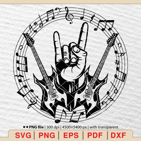 Rock Music Svg, Music Svg,Music note svg,Musical svg,Music symbol svg,rock svg,Digital files download Svg,Pdf,Png,Eps,Dxf[EP-216]