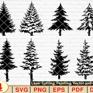Paquete SVG de árbol de Navidad nevado: Clipart de pino (descarga digital)