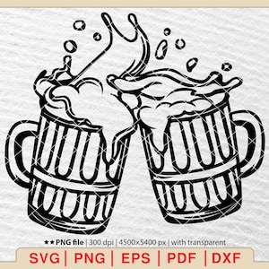 Toasting Beer Mugs SVG: Cheers Vector Clipart (Digital Download)
