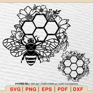 Floral Bee SVG Bundle: Honeycomb & Flower Designs (digital Download) - Etsy