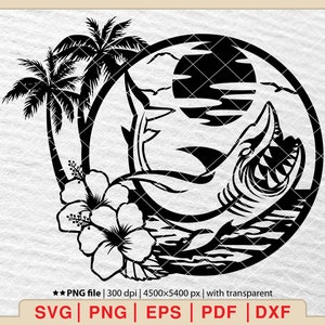 Shark Ocean Scene Svg,Shark In The Ocean Svg, Shark Svg, Shark Silhouette, Shark Clipart,Shark Fish Svg,Shark Design Svg,Animal Svg [EP-404]