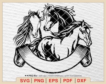 Horse Head SVG: Running Horse Scene Clipart (Digital Files)