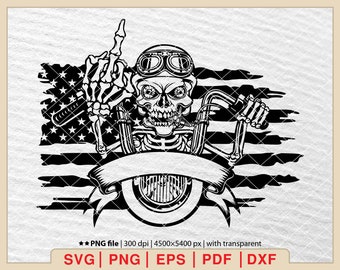 Motard américain squelette SVG : conception de motard (téléchargement numérique)