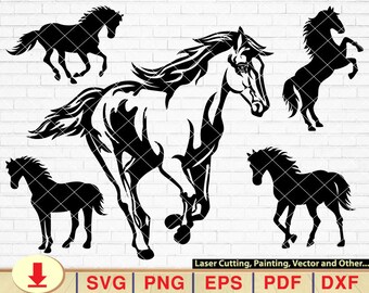 Horse SVG Bundle: Silhouette Vector Clipart (Digital Download)