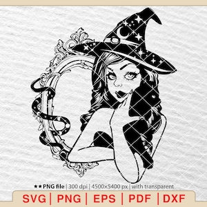 Witch And Black Cat Svg, Witch Svg, Warrior Girl Svg, Norse Svg, Pagan Svg, Gothic Svg, Wicca Svg,Cauldron Snake Svg, Hecate Goddess [EP-68]