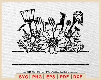Floral Cleaning Tool Svg, Maid Logo Svg, Split Monogram Cleaning Tool Svg, Cleaning Tool Frame Svg, Cleaning Logo Svg, Cleaning Svg [EP-331]