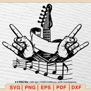Rock Musik SVG, Datei für Cricuts, Png, Eps, Dxf, Pdf
