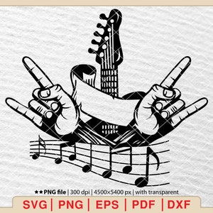 Rock Music Svg,Music Note Svg,Rock and roll Music Svg,Rock hand Svg,Rockin Svg,File for cricuts Svg,Png,Eps,Dxf,Pdf [EP-118]