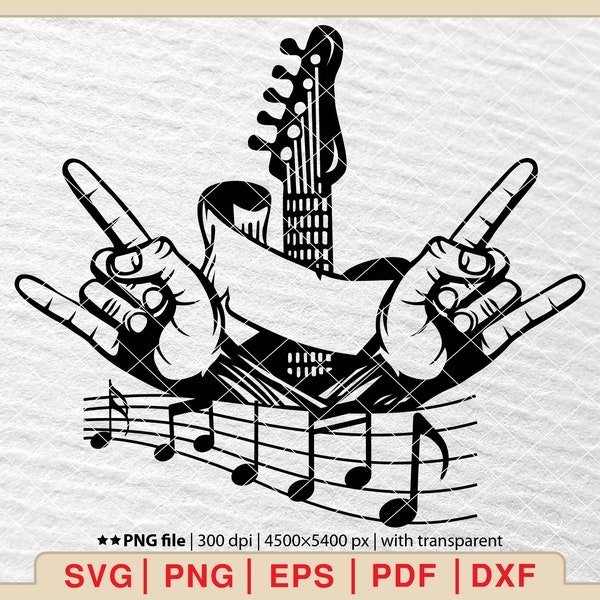 Rock Music Svg,Music Note Svg,Rock and roll Music Svg,Rock hand Svg,Rockin Svg,File for cricuts Svg,Png,Eps,Dxf,Pdf [EP-118]