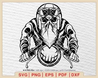 Motorcycle Rider Skull SVG: Chopper Biker Design (Digital Files)