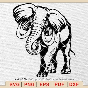 Elephant Head SVG: Safari Animal Outline (Digital Download)