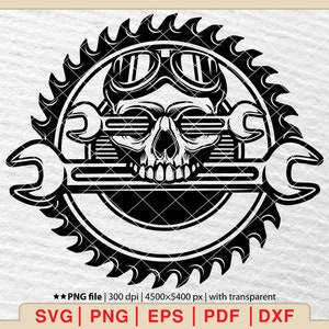 Skull Mechanic Logo SVG: Repair Tools Wrench Design (Digital Files)
