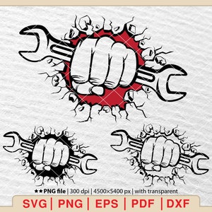 Cracked Hole Mechanic Wrench SVG: Repair Tool Clipart (Digital Files)