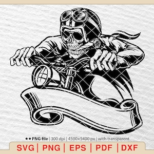 Biker Skull SVG: Motorcycle Rider Graphic (Digital Files)