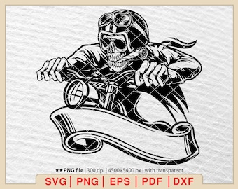 Biker Skull SVG: Motorcycle Rider Graphic (Digital Files)