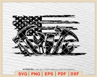 US Flag Carpenter Logo Svg, Carpentry Tools Svg, Workshop Svg, Builder Svg, Repair Tools Svg File for Cricut [EP-203]
