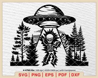 Alien Abduction SVG PNG: Funny Alien Clipart (Digital Files)