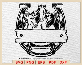 Pacchetto SVG monogramma ferro di cavallo (download digitale)