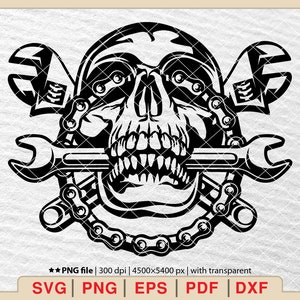 Mechanic Skull SVG: Tools Clipart, Mechanic Shirt Design (Digital Files)