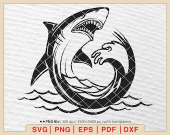 Shark Silhouette SVG: Ocean Animal Clipart (Digital Download)