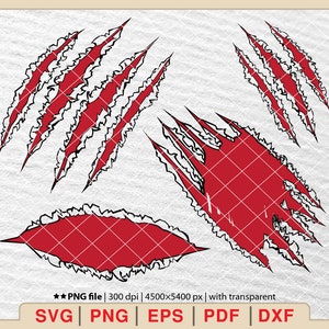 Claw Mark Svg, Claws Svg, Animal Scratch Svg, Scratches Svg,Ripped Svg, Claw Svg Bundle, Rip Clipart, Claw Scratch Svg [EP-54]