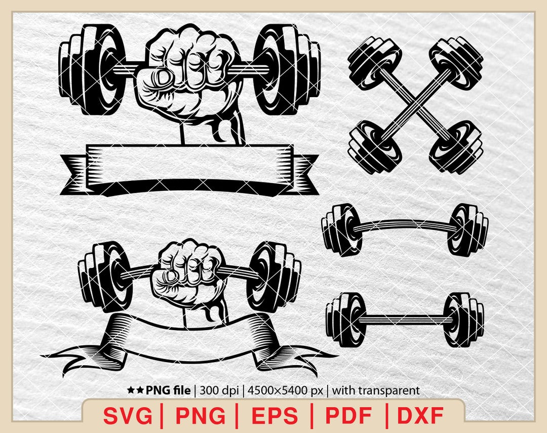 Fitness Dumbbell Weight SVG, Dumbbell SVG Bundle, Fitness Svg, Dumbbell ...
