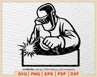 Uomo saldatore SVG: logo saldatore, operaio siderurgico (file digitali)