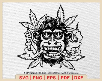 Scimmia che fuma comune Svg, animale che fuma marijuana Svg, fumo erba Svg, erba Svg, Stoner Svg, erboso Svg, Cannabis Svg, scimmia Svg [EP-263]