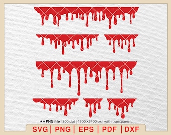 Pacchetto di sangue che gocciola SVG, sangue in formato SVG, sangue che gocciola in formato SVG, Halloween in formato SVG, Clipart di gocce di sangue, schizzi di sangue in formato SVG [EP-156]
