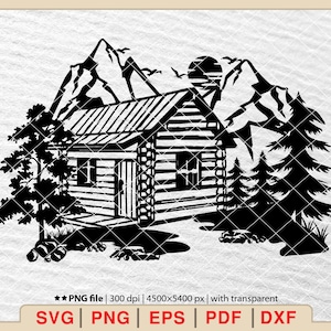 Lake Scene SVG, Mountain Forest Scene Svg, Cabin Svg, Lake Forest Svg, Lake Life Svg, Cabin by the Lake Svg, River Scene Svg  [EP-91]