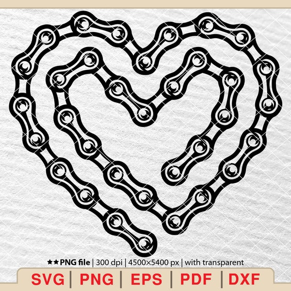 Bicycle Chain Heart Svg, Love Bicycle Svg, Chain Link Heart Cycle Svg, Chain Gears Svg,Chain Heart Svg, Heart Svg, Love Cycling Svg [EP-423]
