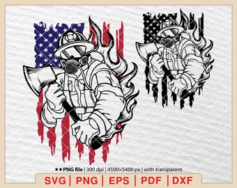 Firefighter Dad SVG: US Flag Clipart, Fireman Cut File (Digital Download)