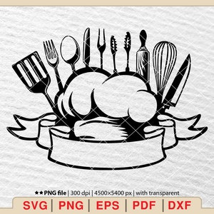 Chef Tools SVG: Cooking Logo Clipart (Digital Download)