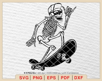 Skeleton Skateboarding SVG: Skull Skater Ride (Digital Files)