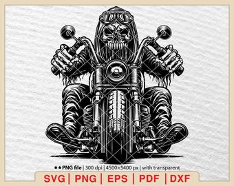 Motorcycle Skull SVG: Chopper Skeleton Graphic (Digital Files)