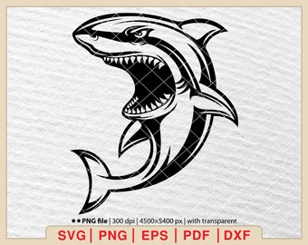 Shark Silhouette SVG: Ocean Animal Clipart (Digital Files)