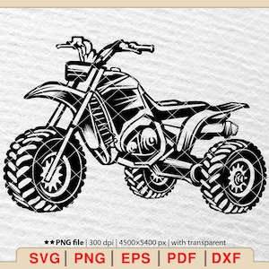 3 Wheeler ATV SVG: Offroad Clipart, Motocross Quad Bike (Digital Files)