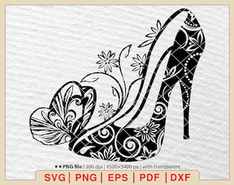 High Heels svg, High Heels Clipart, High Heels Schuhe svg, Leopard Ferse svg, Mode svg, Datei für Cricut, Png, Pdf, Dxf, Eps [EP-75]