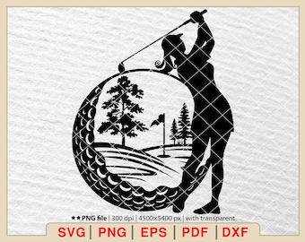 Silueta de golfista femenina SVG, diseño divertido de golf (archivos digitales)