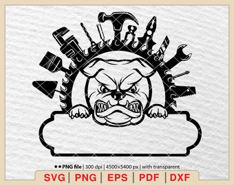 Auto Mechanic Bulldog SVG: Repair Tools Clipart (Digital Files)