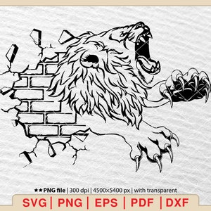 Peeking Lion Head SVG: Wall Art Silhouette (Digital Files)