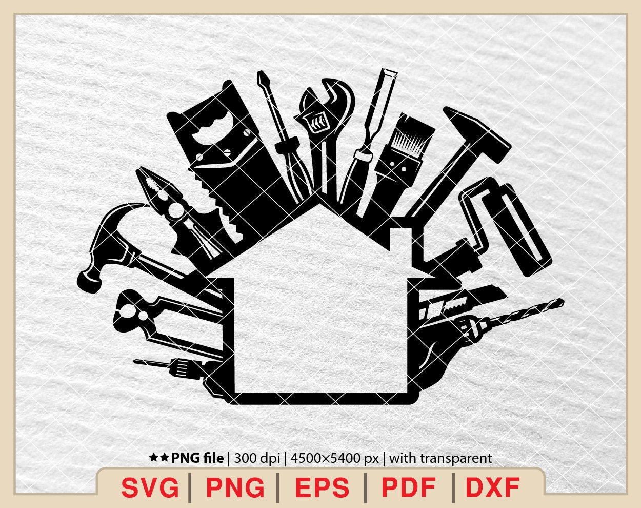 House Repair Tools SVG: Construction Builder Design (Digital Files)