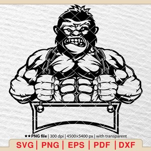 Muscular Gorilla Gym SVG: Design per il fitness e il bodybuilding (file digitali)