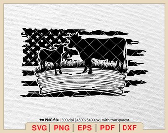 USA Cow Farm SVG: American Flag Farmer, Baby Cow (Digital Files)