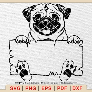 Peeking Pug SVG: Funny Dog Face Design (Digital Download)
