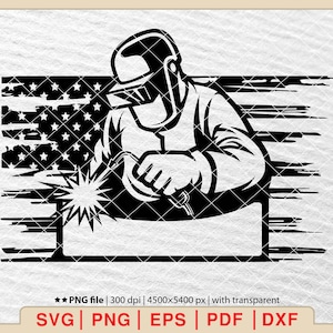 Welder and flag Svg, Welder Svg, Welder Man Svg, Welding Logo Svg, Welding Steel Svg, US Welder Svg, Welding banner Steel Svg [EP-43]