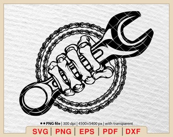 Wrench Hand Mechanic Logo SVG: Repair Tools Clipart (Digital Download)