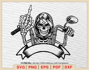Biker Skull Rider SVG: Grafika szkieletu motocykla (pliki cyfrowe)