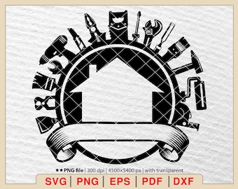 Strumenti per la riparazione della casa SVG: Clipart di costruzione di costruttori (download digitale)